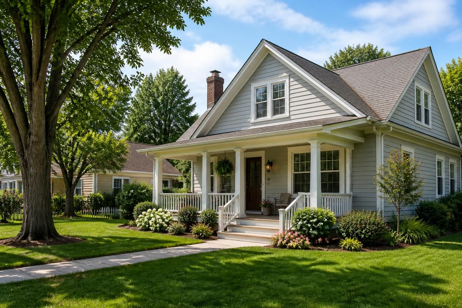 Comfortable small-town home with open yard and bright daylight.